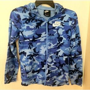 Nike Boys Blue Camo Full Zip Hoodie Sz Med